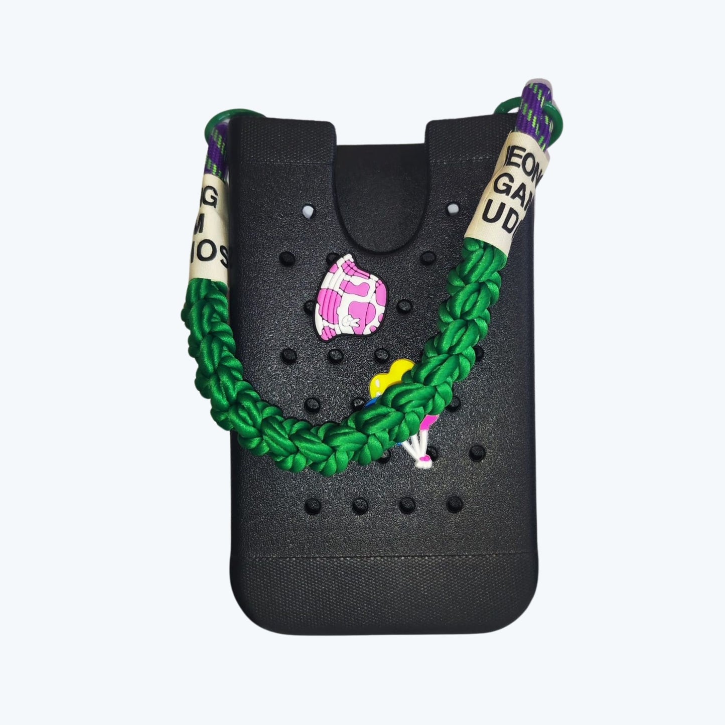 Baadi bag Phone Holder with handles and 2 soft charms - Baadi Bag Black