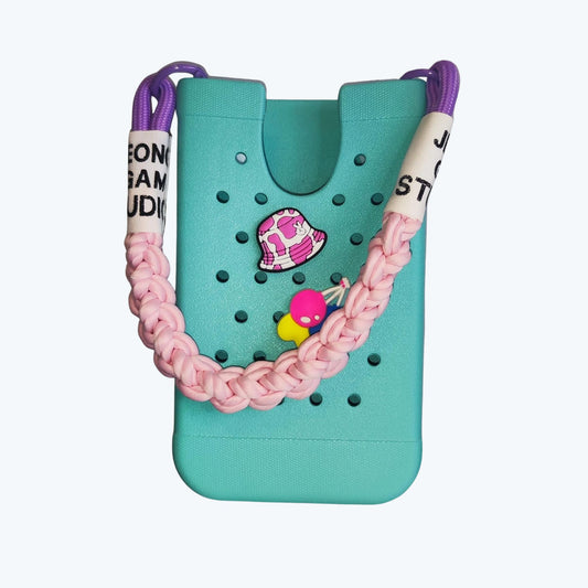 Baadi bag Phone Holder with handles and 2 soft charms - Baadi Bag Cyan