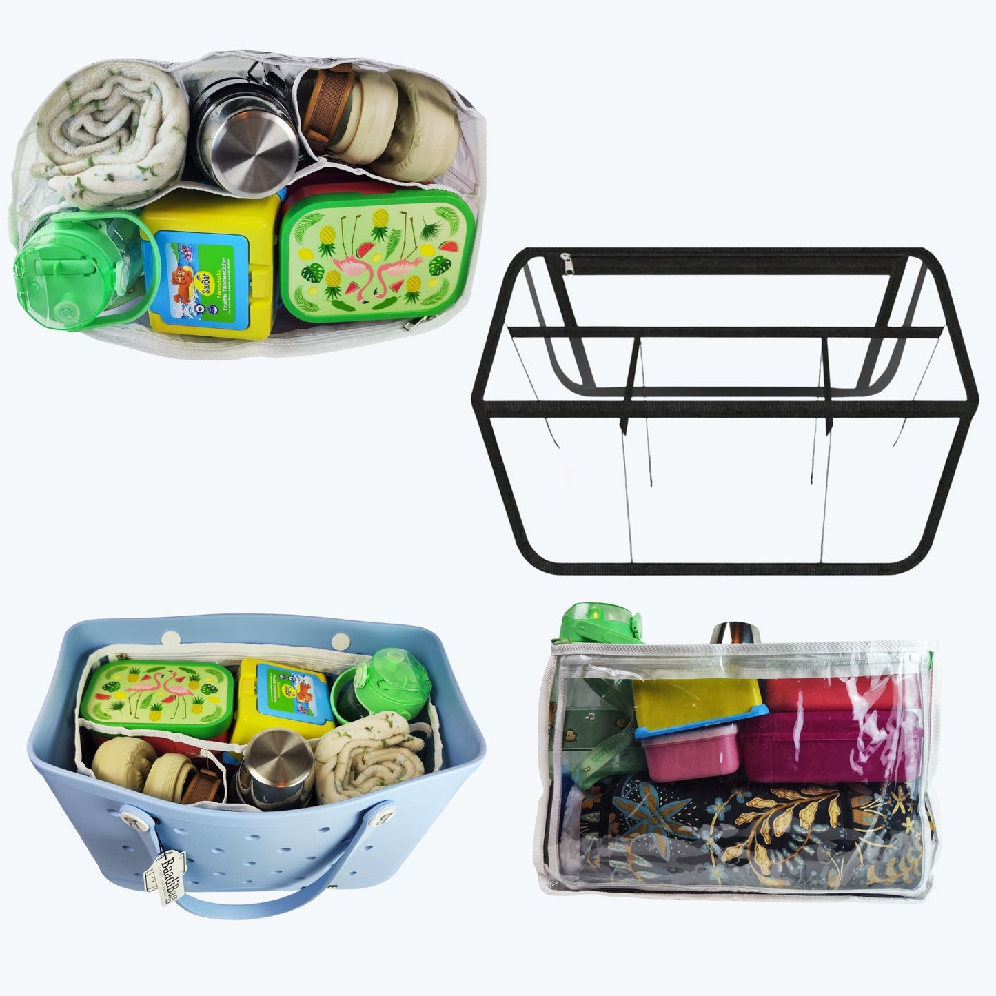 Grand séparateur de sac fourre-tout intérieur transparent pour organisateur de cosmétiques et de maquillage de voyage